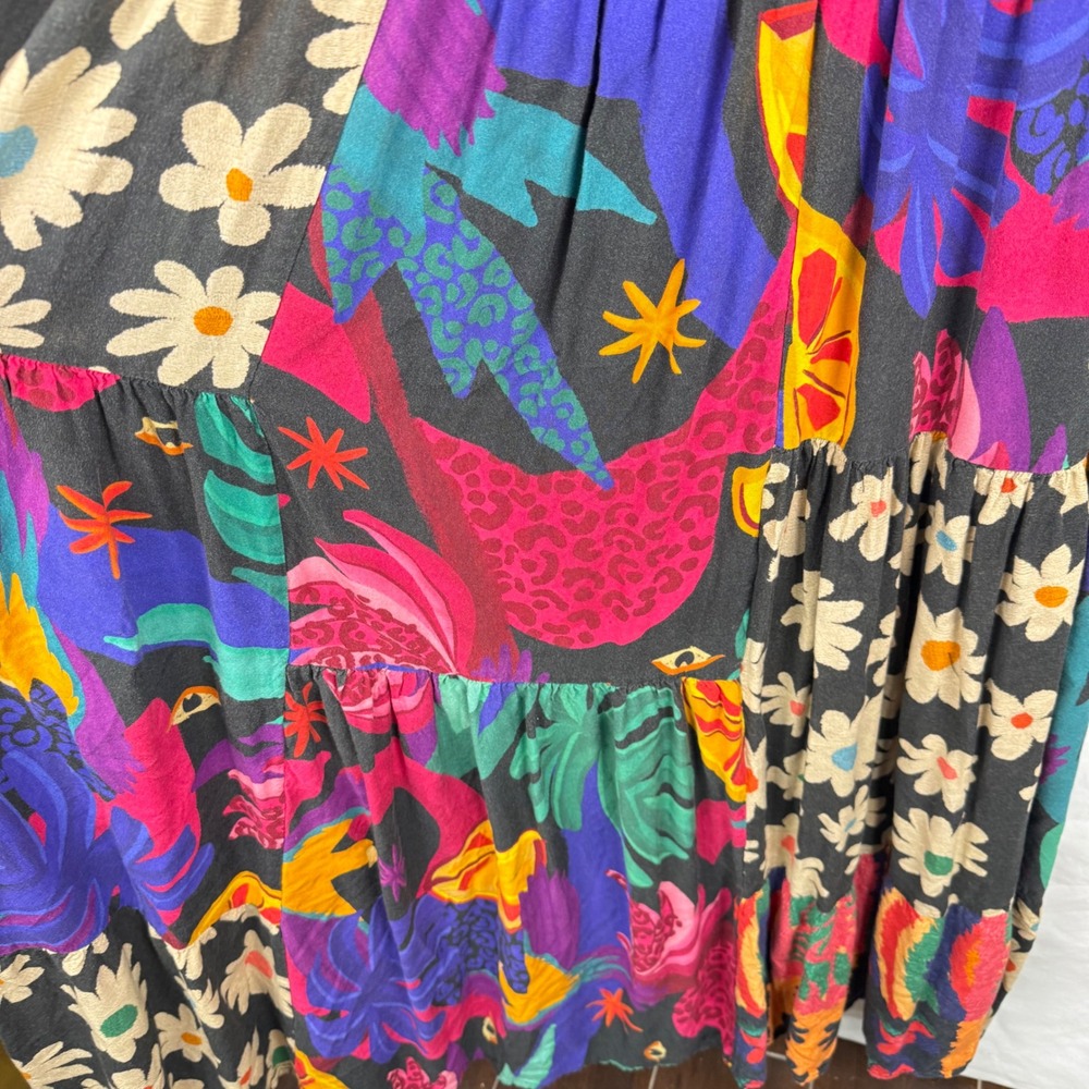 Farm Rio x Anthropologie Pop Patchwork Print A Line Sleeveless Midi Dress Small - Picture 6 of 15